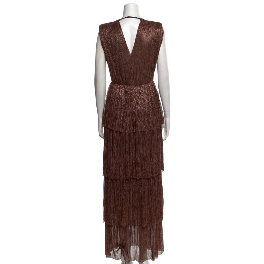 Sabina Musayev Backless Burgundy Layered Dress